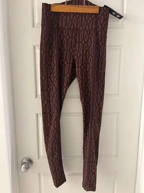 High-Waist Geometric Print Leggings in Brown